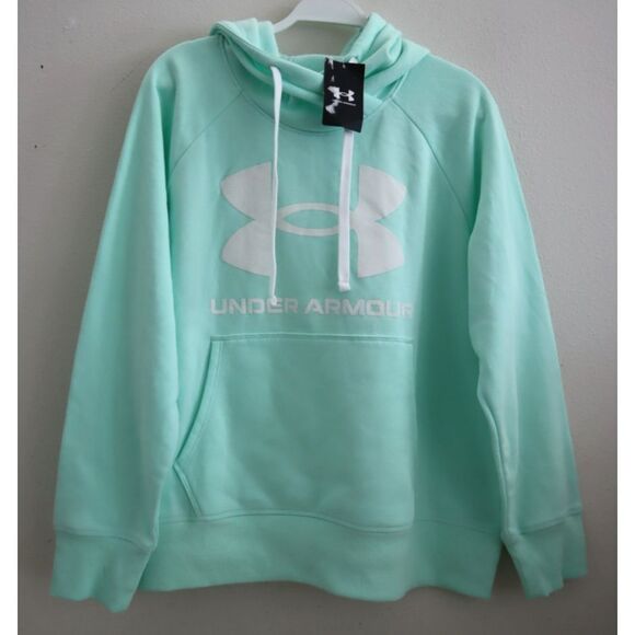 Under Armour 1362915-335 Women's Sz 1X Aqua Foam/Green Rival Fleece Logo Hoodie - Picture 1 of 9